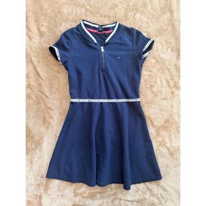 Tommy Hilfiger Girls Navy Blue Short Sleeve Fit & Flare Dress | Size 6x
